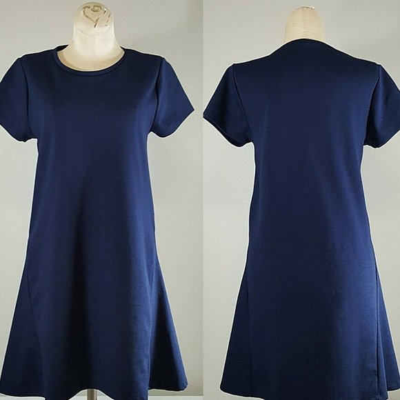 ZARA Trafaluc Blue Skater Dress Size M/Medium Womens Fall Winter Collection Mini - Picture 2 of 9